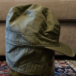 Vintage Korean War M-1951 Field Cap Size 7 US Military Cotton Green Antique